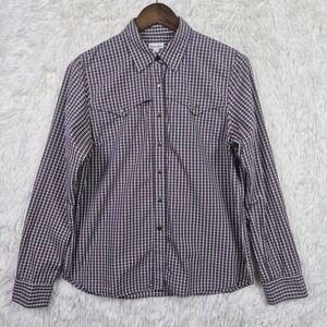 Steven Alan Shirt Mens Slim Large Multi Check Western Pearl Snap Cowboy USA Made